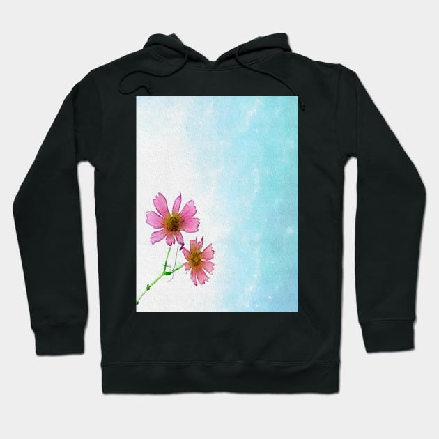 Beautiful pink cosmos flowers falling in the air Hoodie by Banyu_Urip